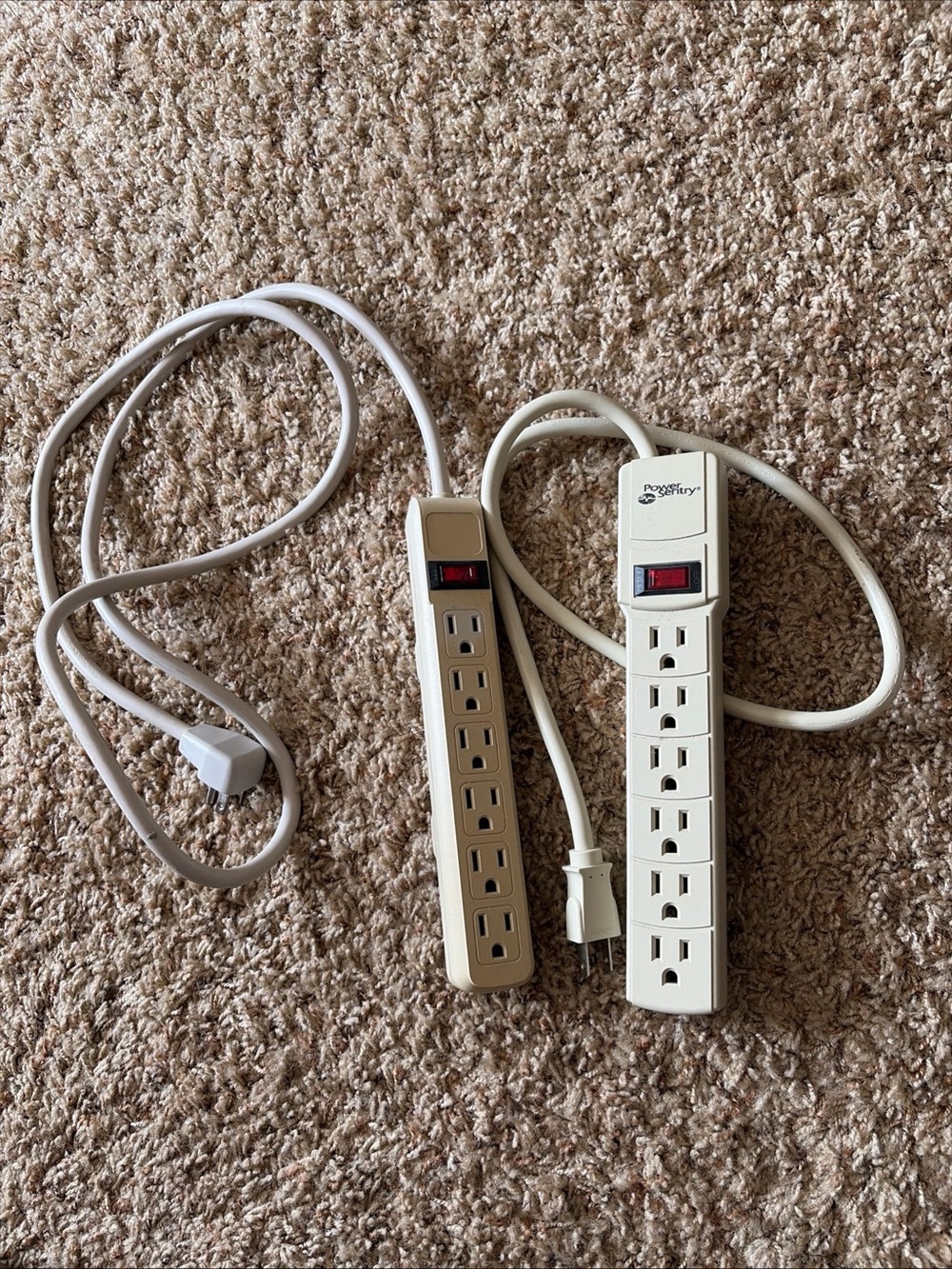 Power Strip Surge Protector - Tan Dual Pack